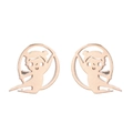 Rose gold stainless steel mini cartoon girl stud earrings with hollow design - Gymnastics 3 / Rose Gold