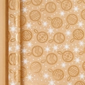 Brown kraft Christmas wrapping paper roll with gold festive balls and white snowflakes - Bell Kraft Background (0.43*10M)