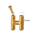 Mini 18K gold-plated stainless steel bubble letter H pendant charm, 21mm height - Letter H / Gold