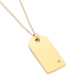 Polished gold rectangular bar pendant necklace with a single inset diamond - Gold Color (KN198970-KLX)