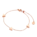 Minimalist rose gold bracelet with triangle charms and adjustable ring link chain - Smooth Rose Gold
