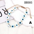 Bracciale regolabile con occhio del diavolo, perline blu e cordino intrecciato marrone - Stile Occhio del Diavolo Bianco (BR005-A)