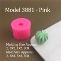 Detailed pink silicone mold for 3D cactus shaped candles with green finished sample - Model 3881 / Pink