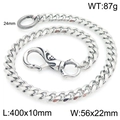 Punk silver Cuban chain waist belt with skull clip and detailed size specifications - Style C Curb Chain (KK069-Z)