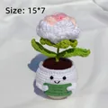 Handmade crochet potted plant with pink flowers and motivational potato figure - Positive Potted-White Pot Gradient Pink Rose