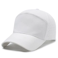 Quick-dry white baseball cap with laser-cut ventilation holes and soft top for sun protection - Adjustable / White