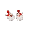 Dettaglio di orecchini pendenti a forma di Babbo Natale retrò con illustrazione rossa e bianca - J6 Babbo Natale Rosso in Legno