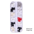3D bow butterfly nail art charms in a storage box with pearls and rhinestones - Black White Red Bow-knot Pearl Rhinestones (ZSHZ-293)