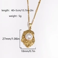 Detail view of 18K gold flower shell pendant with pearl and exact size measurements - Irregular Lava Texture (Style 5)