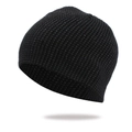 Klassische schwarze Strickmütze mit reflektierendem Garn für Outdoor-Wärme - Schwarz