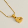 Collier pendentif coeur or 18K avec lettre W et cristal sur chaîne serpent femme - Lettre W