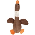 Brown linen goose plush dog toy with orange beak and squeaky texture for pet chewing - Brown Wild Goose