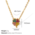 Golden stainless steel four-leaf clover pendant necklace with colorful rhinestones - Colorful Rhinestone Clover Style (XL217)