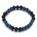 Bracciale da 8mm in agata nera opaca e perline di ematite blu per uomo e donna - Stile Nero Opaco e Perline Blu(KB147689-Z)