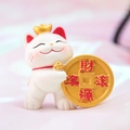 Mini gatto portafortuna in resina con moneta d'oro per decorazione domestica - 8043 Gatto moneta d'oro