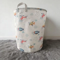 Large canvas storage basket with cartoon airplane pattern for toys and laundry organization - Airplane
