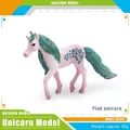 Modellino di unicorno rosa con criniera verde e glitter argentati per decorazione - Unicorno Rosa (PL127-2693)