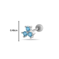 Silver stainless steel stud earring with blue zircons and screw ball back 0.48cm size - Silver Aquamarine (304-8#-Silver Aquamarine)