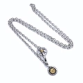 Detail view of titanium steel feather pendant necklace with gold accents and clasp - 62CM Eagle Hook Chain