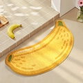 Banana shaped yellow non-slip bathroom mat with plush texture for home floor decor - Banana Good Luck
