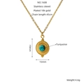 18K gold plated stainless steel necklace featuring a round turquoise starburst pendant - Beaded Edge Sunburst Turquoise Style (ZXG1608)