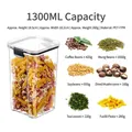 Contenitore alimentare quadrato ermetico da 1300ml in PET e TPR per la dispensa di cucina - 1300ML / Nero Trasparente