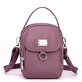 Purple nylon crossbody bag with adjustable strap and multiple zipper compartments - Taro Purple