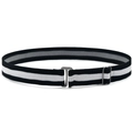 Adjustable elastic belt for kids with black and white stripes and metal T-clasp buckle - Black & White Stripes