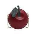 Creative red apple shaped crossbody chain bag with green leaf detail and gold strap - Red