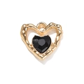Colgante de corazón dorado con gema negra para diseño de joyería artesanal - Negro Dorado