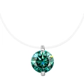 Transparent invisible necklace with a brilliant round green moissanite pendant - 3 ct / Round (Green Moissanite)