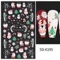 5D-K195 Christmas nail art stickers featuring embossed Santa and reindeer patterns - 5D-K195