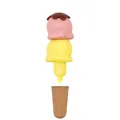 Eiscreme-Textmarker mit rosa und gelben Kugeln in einer Waffelbasis als Schreibwaren - Zufällige zwei Kerne / Ein Stück