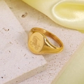 18K gold plated stainless steel ring featuring an engraved Capricorn zodiac sign pattern - US 6 / Capricorn