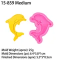 Middelgrote roze dolfijn siliconen vorm voor fondant en klei met 15-859 details - 3# Roze Medium Dolfijn Vorm (15-859)