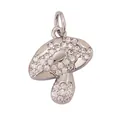 Silver mushroom charm pendant inlaid with sparkling cubic zirconia stones - Mushroom Model A / White Gold