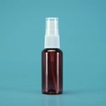 Single 100ml amber plastic spray bottle with white mist nozzle and clear cap - 30ml / Amber Bottle White Spray