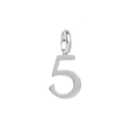 Minimalist silver-tone number 5 pendant charm made of polished stainless steel metal - Number 5 / Silver