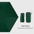 Dark green mini flat folding sun umbrella with matching hard case, 15cm portable size - Box Packaging / Dark Green