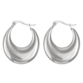 Polished silver stainless steel thick teardrop hoop earrings for women with mirror finish - Steel Color Teardrop Hoop (N-462)
