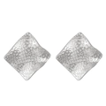 Orecchini a perno quadrati minimalisti in argento con texture martellata unica - Stile Quadrato Martellato Argento (N-483)