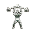 Silver alloy bodybuilding pendant featuring an athlete lifting a barbell on a white background - Large Weightlifter