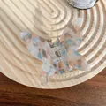 Blue marble patterned butterfly hair claw clip in acetate with a gold metal spring - 6.5cm / Iridescent Blue Gray