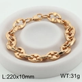 Bracciale a catena in acciaio al titanio dorato con maglie ovali, lungo 220mm - Oro-10mm di Larghezza(KB186669-Z)