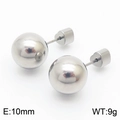 Polished silver stainless steel ball stud earrings 10mm diameter 9g weight variant - Silver Ball Style (KE110787-Z) / 10mm