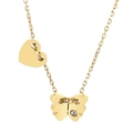 Elegante collar de acero inoxidable dorado con dije de corazón y colgante de mariposa - Dorado