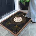 New Chinese style non-slip entryway rug with golden ginkgo leaves on black background - 60x90cm / Ginkgo Leaves (New Chinese Style-013) / Black