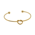 Minimalist gold-plated stainless steel knot cuff bracelet with smooth ball ends - Gold