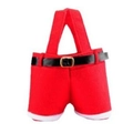 Christmas gift bag shaped like Santa suspender pants made of red felt with belt - Small (24cm*17cm)
