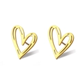 Detail of 18K gold-plated stainless steel hollow heart-shaped stud earrings for women - Heart Stud Earrings / Gold